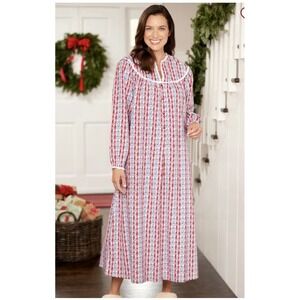 Lanz of Salzburg‎ Valentine Flannel Hearts Flowers Nightgown Pockets *Size M